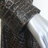 Vintage Galanos Croc-Embossed Belted Coat Dark Brown Jacquard Size Medium