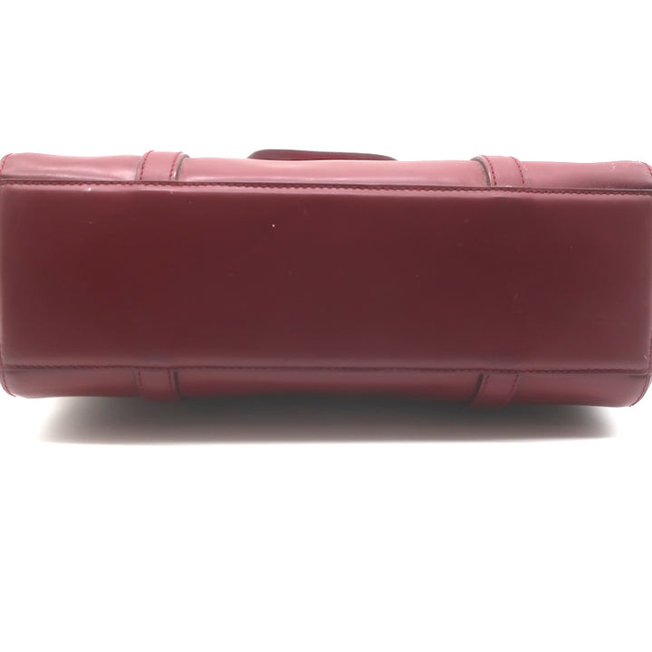 Vintage Prada 1995 Spazzolato Leather Top Handle Bag Burgundy