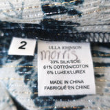 Ulla Johnson Top Nova Indigo Lurex Floral Print Silk Size 2 Puff Sleeve Blouse