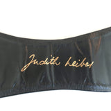 Judith Leiber Carved Embellishment Hinged Wide Belt Black Suede One Size