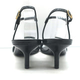 Celine Double-Strap Kitten Heel Sandals Black Grained Patent Leather Size 38 NEW