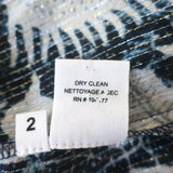 Ulla Johnson Top Nova Indigo Lurex Floral Print Silk Size 2 Puff Sleeve Blouse