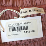 Ulla Johnson Edie Ruffled Midi Skirt Pink Plisse Satin Size 2 NEW