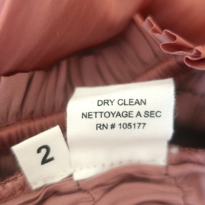 Ulla Johnson Edie Ruffled Midi Skirt Pink Plisse Satin Size 2 NEW