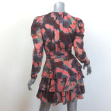 Ulla Johnson Semira Puff Sleeve Mini Dress Rosewood Tie Dye Silk Size 4