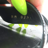 Celine Double-Strap Kitten Heel Sandals Black Grained Patent Leather Size 38 NEW