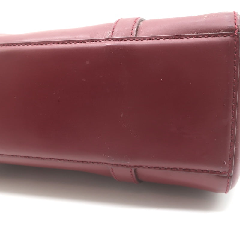Vintage Prada 1995 Spazzolato Leather Top Handle Bag Burgundy