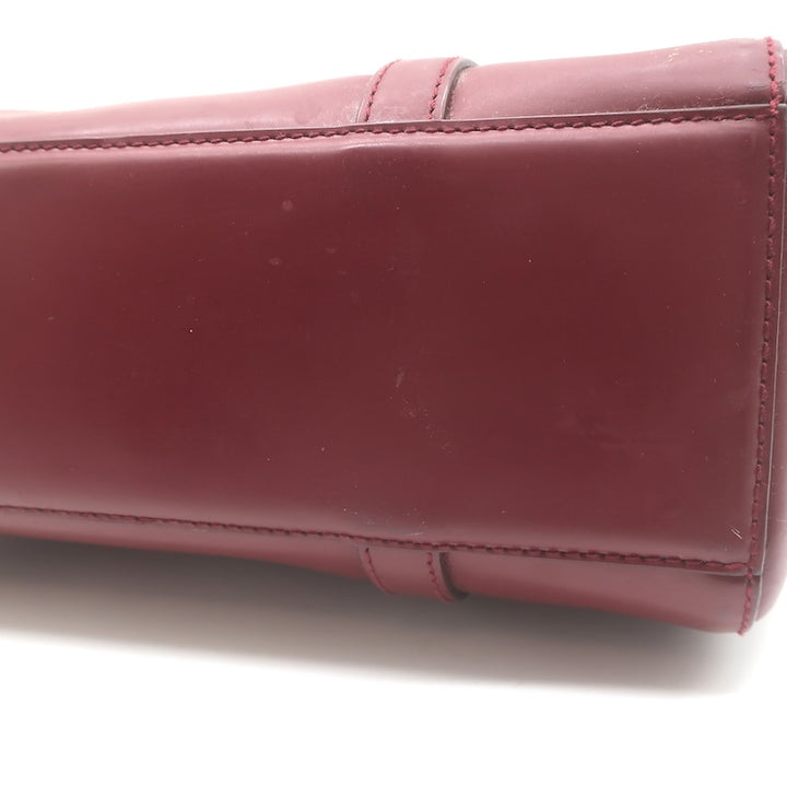 Vintage Prada 1995 Spazzolato Leather Top Handle Bag Burgundy