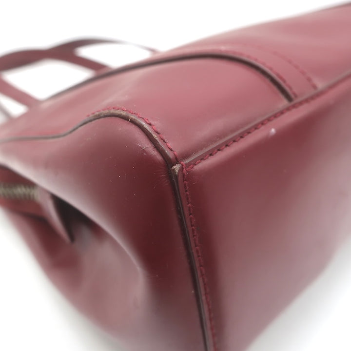 Vintage Prada 1995 Spazzolato Leather Top Handle Bag Burgundy