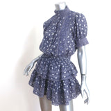 LoveShackFancy Alfie Ruffled Mini Dress Blue Floral Print Voile Size Small