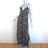 Zadig & Voltaire Ristyl Midi Slip Dress Black Lace-Trim Floral Print Size Small
