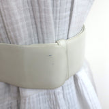 Judith Leiber Gold Man Buckle Wide Belt Cream Leather One Size