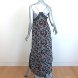 Zadig & Voltaire Ristyl Midi Slip Dress Black Lace-Trim Floral Print Size Small