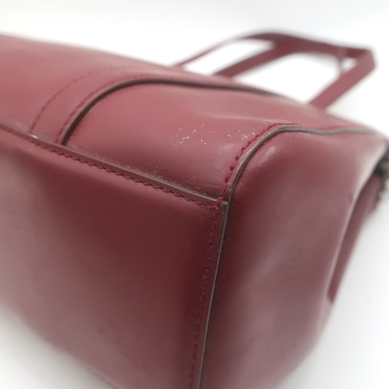 Vintage Prada 1995 Spazzolato Leather Top Handle Bag Burgundy