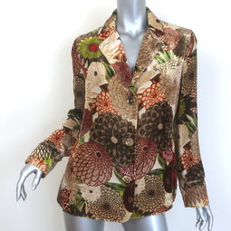 MaliParmi Velvet Blazer Multicolor Floral Print Size 42 Single-Breasted Jacket