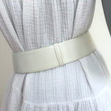 Judith Leiber Gold Man Buckle Wide Belt Cream Leather One Size