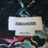 Zadig & Voltaire Ristyl Midi Slip Dress Black Lace-Trim Floral Print Size Small