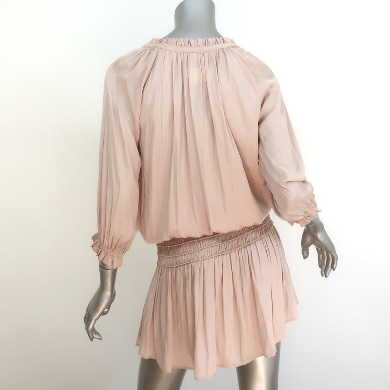 Ulla Johnson Olga Blouson Mini Dress Rose Plisse Satin Size 2 NEW