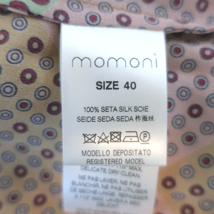 Momoni Lela Long Sleeve Maxi Dress Pink/Beige Printed Silk Size 40