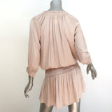 Ulla Johnson Olga Blouson Mini Dress Rose Plisse Satin Size 2 NEW