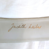 Judith Leiber Gold Man Buckle Wide Belt Cream Leather One Size