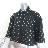 Sandro Galaxy Studded Faille Cropped Button Down Shirt Black Size 1