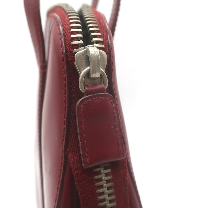 Vintage Prada 1995 Spazzolato Leather Top Handle Bag Burgundy