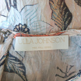 Ulla Johnson Eliza Puff Sleeve Blouse Alabaster Floral Print Silk Cloque Size 0