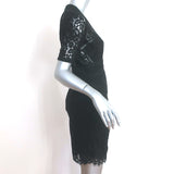 Veronica Beard Short Sleeve Mini Dress Sage Black Seamed Lace Size 2