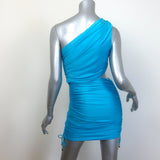 Dundas Gala One-Shoulder Cutout Mini Dress Azure Spandex Size 40 NEW