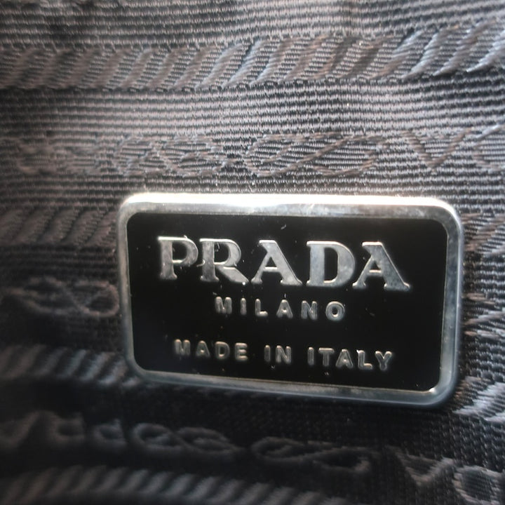 Vintage Prada 1995 Spazzolato Leather Top Handle Bag Burgundy