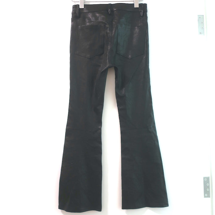FRAME Leather Le Crop Mini Boot Pants Black Size 25