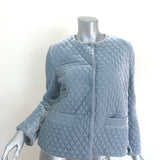 GANNI Hayden Quilted Velvet Jacket Blue Size Small