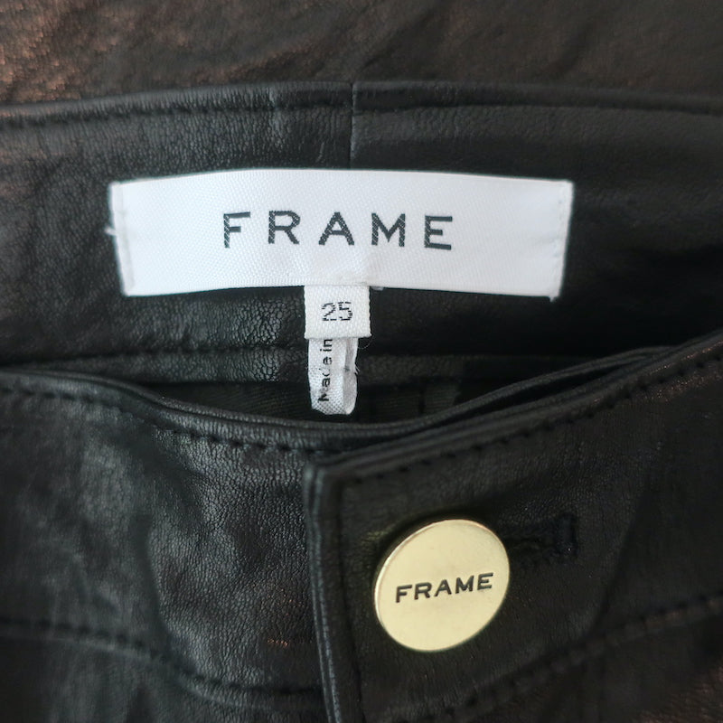 FRAME Leather Le Crop Mini Boot Pants Black Size 25