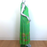 Anupamaa Sleeveless Maxi Dress Green Printed Silk Size Large