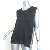 Saint Laurent chain-embellished open-side tank top in black silk jersey, authentic pre-owned luxury piece, size Small