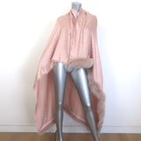 Louis Vuitton Fox Fur-Trimmed Monogram Shawl Blush Pink Silk-Wool