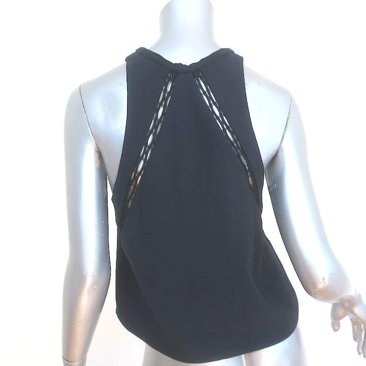 IRO Buddy Tank Top Black Lace-Trimmed Crepe Size 36 NEW