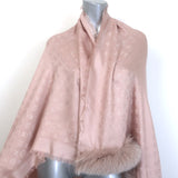 Louis Vuitton Fox Fur-Trimmed Monogram Shawl Blush Pink Silk-Wool