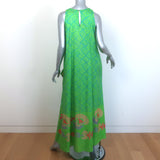 Anupamaa Sleeveless Maxi Dress Green Printed Silk Size Large