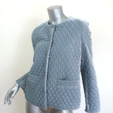 GANNI Hayden Quilted Velvet Jacket Blue Size Small