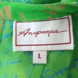 Anupamaa Sleeveless Maxi Dress Green Printed Silk Size Large