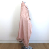 Louis Vuitton Fox Fur-Trimmed Monogram Shawl Blush Pink Silk-Wool