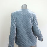 GANNI Hayden Quilted Velvet Jacket Blue Size Small