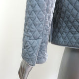 GANNI Hayden Quilted Velvet Jacket Blue Size Small