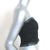 Charo Ruiz Lys Strapless Bustier Top Black Lace-Trim Cotton Size Small