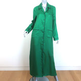 Prada Pajama Shirtdress Robe Green Silk Twill Size 40 Belted Maxi Dress