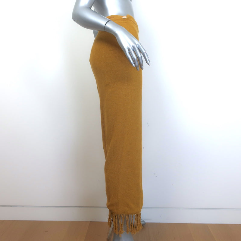 Savannah Morrow The Label Desert Fringed Midi Wrap Skirt Mustard Size XS/S NEW
