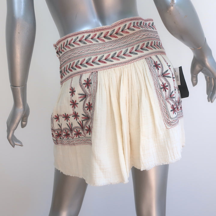 Isabel Marant Etoile Vera Mini Skirt Ecru Embroidered Cotton Gauze Size 36 NEW