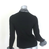 Anne Fontaine Emira Houndstooth Ruffle Button Down Blouse Black Size 38